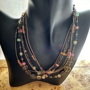 Retired Silpada 925 Chalcedony Smoky Quartz Triple Strand Necklace Sterling